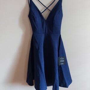 Lulu's navy blue strappy back skater dress (Brand new, labels attached)